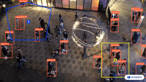 Comptage de foule dans différentes régions avec Ultralytics YOLO26