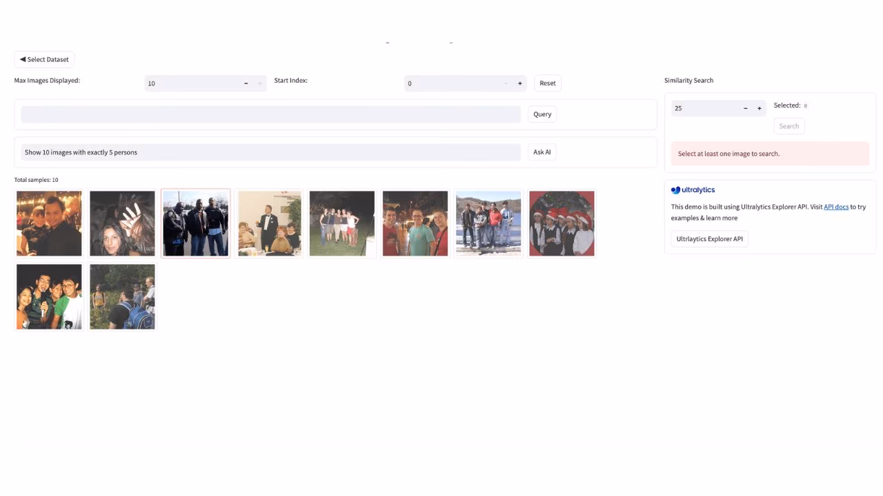 Explorer Ask AI resultados para imagens com 5 pessoas