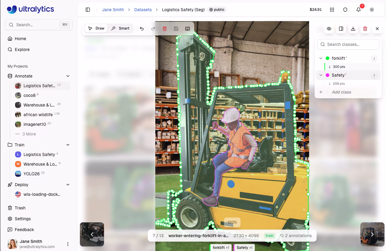 Ultralytics Аннотировать вершины многоугольника сегмента