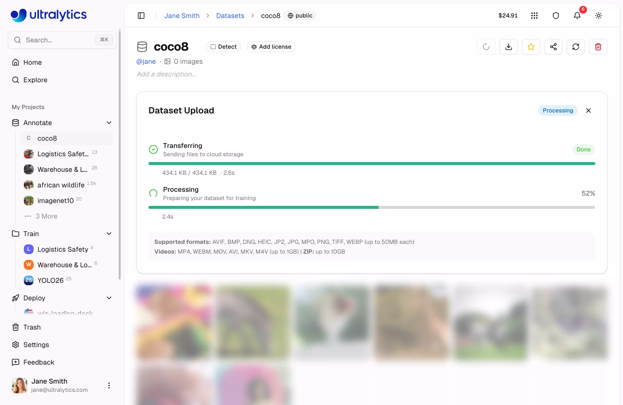 Ultralytics Набор данных Индикатор загрузки