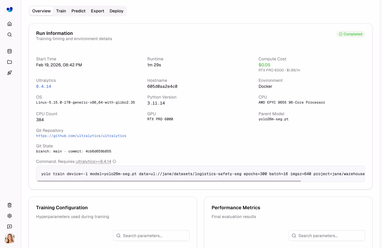Ultralytics 页面概览选项卡