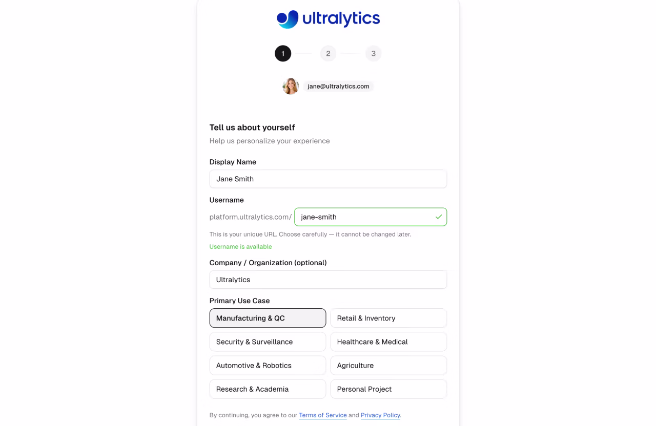 Ultralytics Platform İlk Kurulum Kullanım Durumu ile Profil