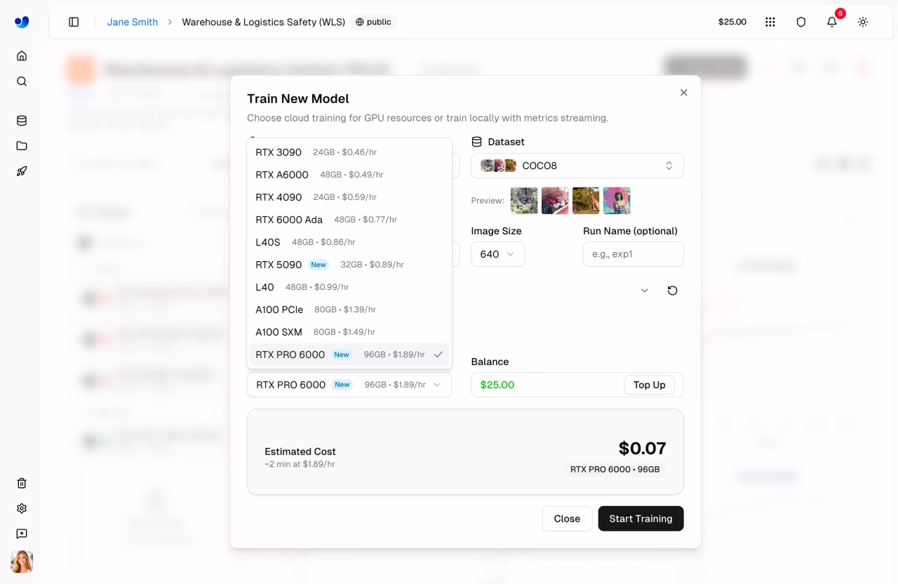 Formation à Ultralytics Dialogue Gpu et coût