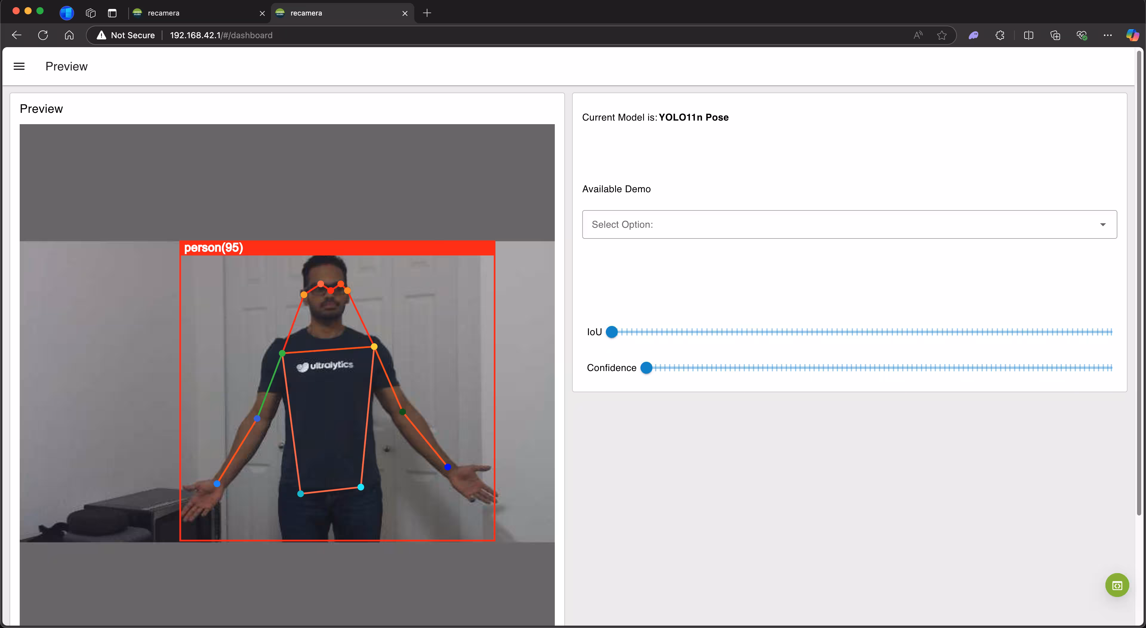 reCamera YOLO11n-姿势估计演示
