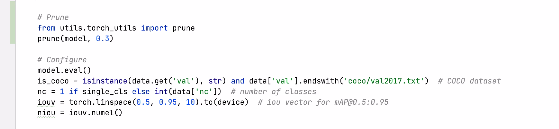 Poda YOLOv5 al 30 % de código de dispersión