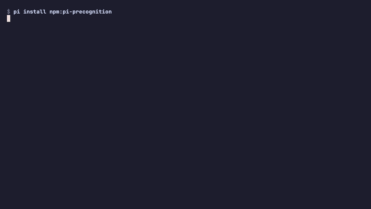 pi-precognition headline demo: a 15-second npm test served in 29ms through wrapped Pi-compatible tools