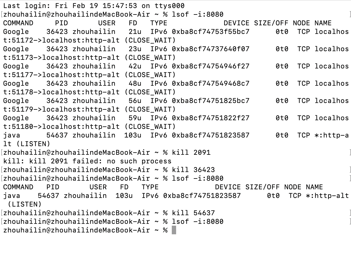 杀死8080端口进程