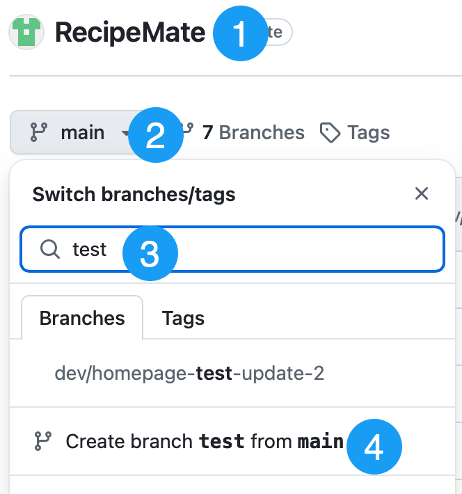 Create Branch from Dropdown