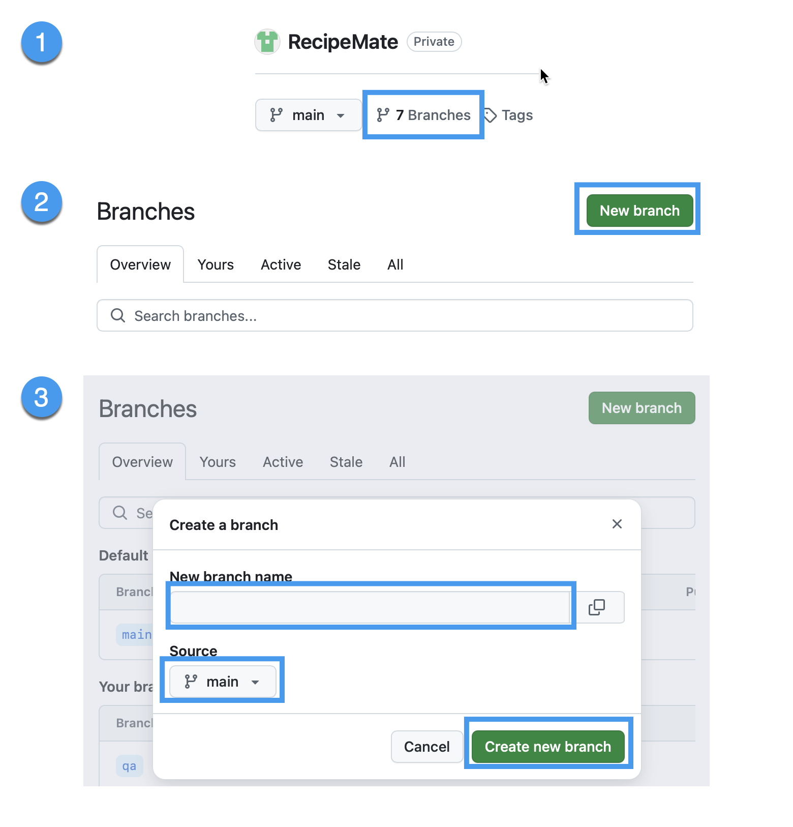 Create Branch from Button