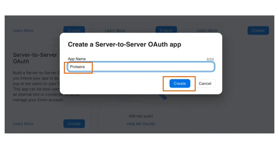 Create Server To Server Oauth