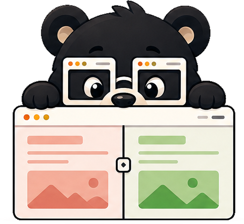 Vizzly bear inspecting a screenshot