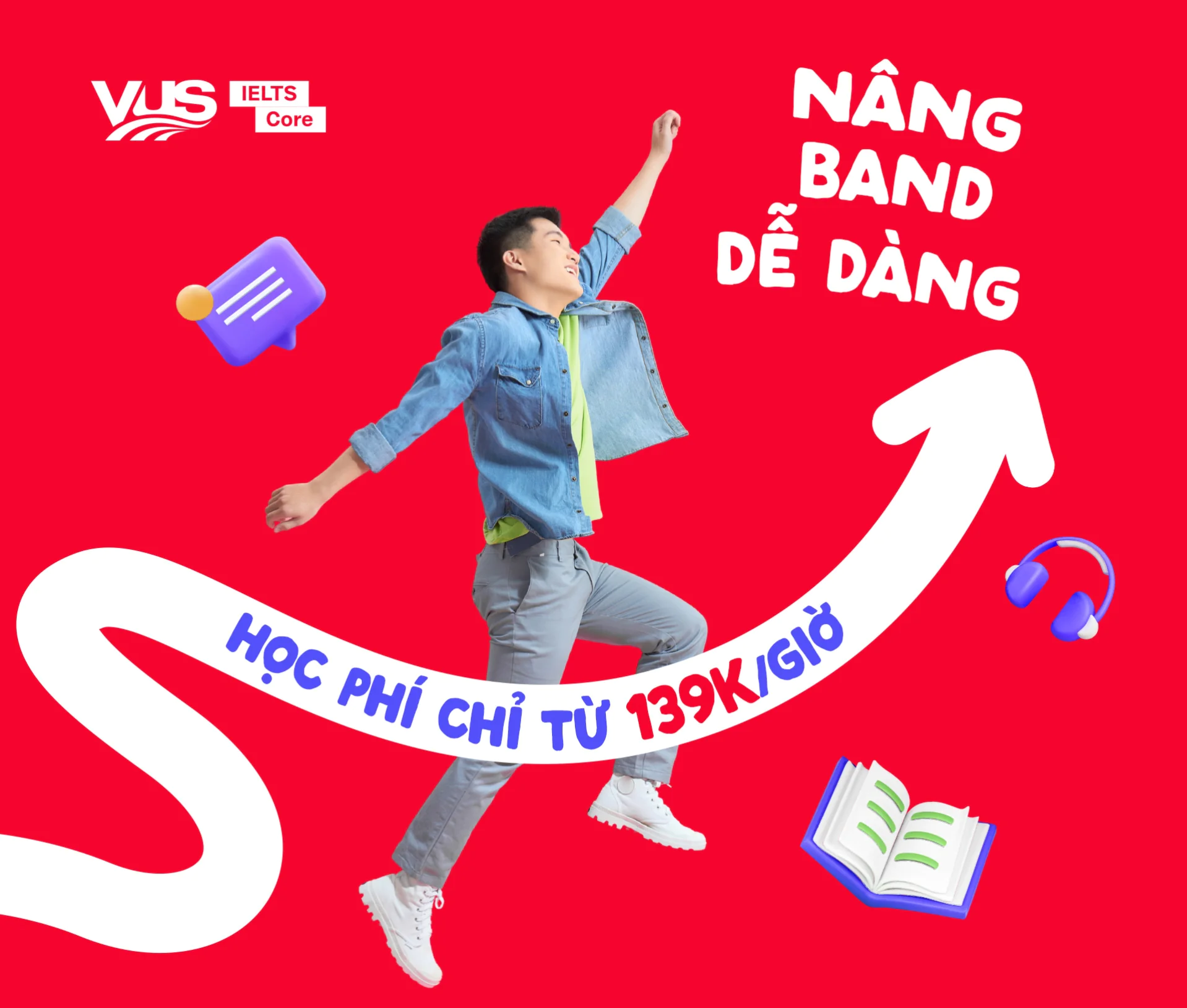 Chỉ từ 139k/giờ - IELTS CORE - english.vus.edu.vn