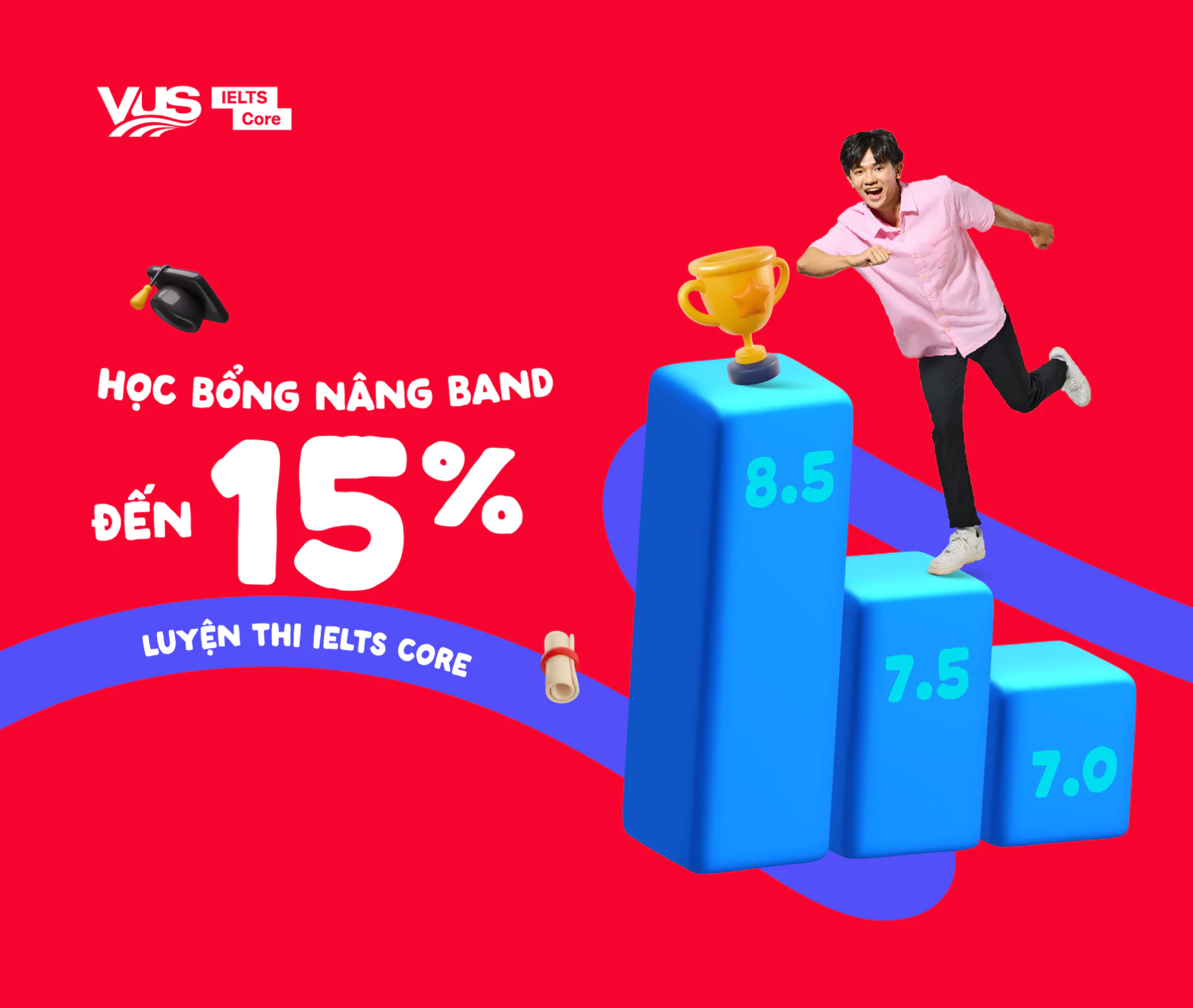 Học bổng đến 15% - IELTS CORE - english.vus.edu.vn