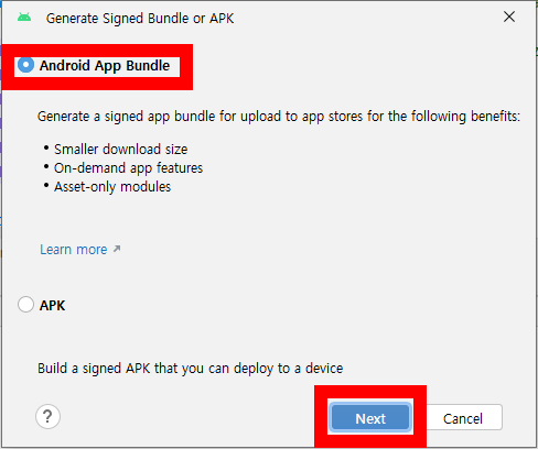 Generate Signed Bundle or APK