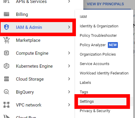 alt Google Cloud Console project Delete