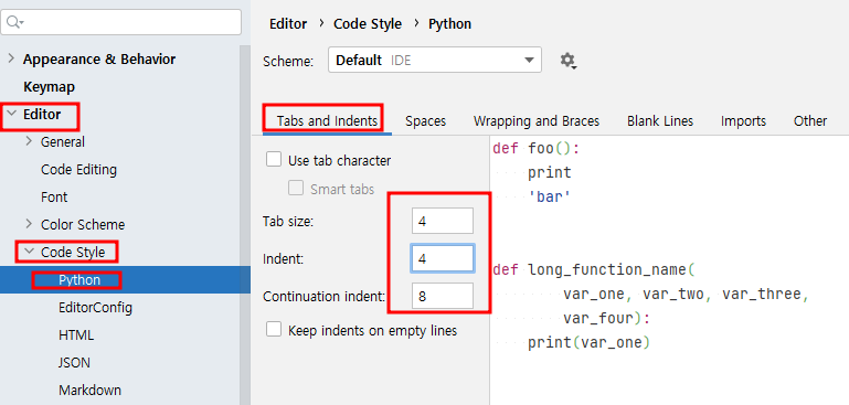 파이참 Pycharm Tab Space Change