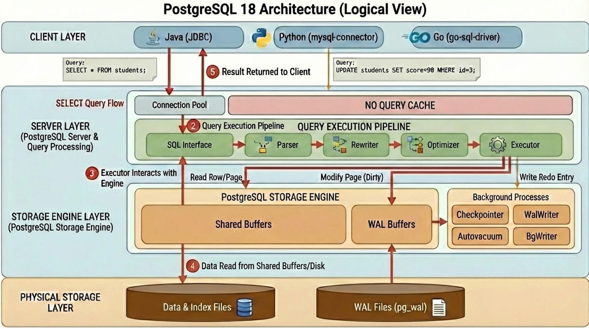 PostgreSQL 架構流程圖