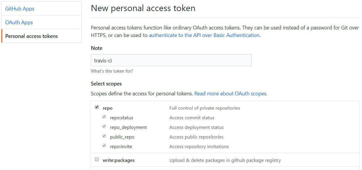 Github personal access token