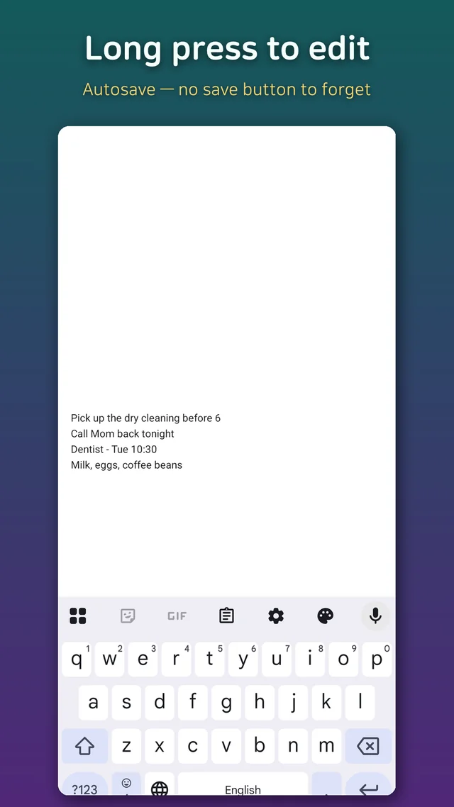 Long pressing the memo to enter edit mode and jotting one line that saves itself