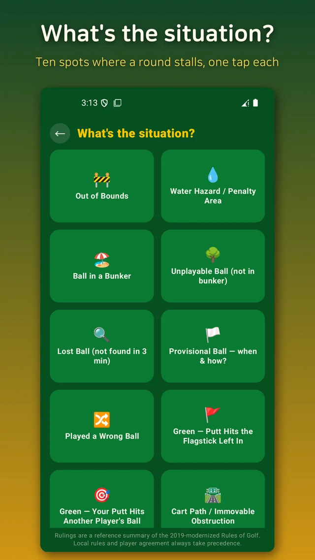 Choosing a course situation in the rules wizard to get the penalty
