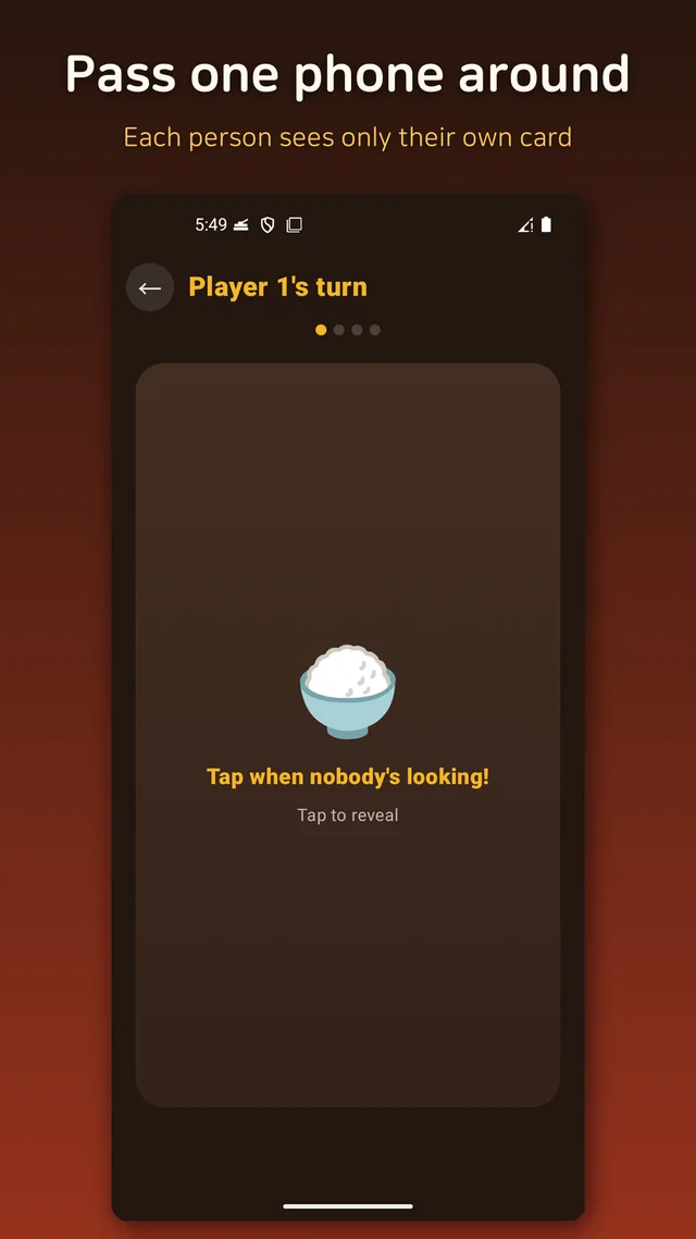 Passing the phone around so each person secretly sees one ingredient card