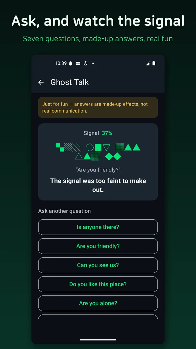 Ghost Talk mode with a question selected and a signal answering back
