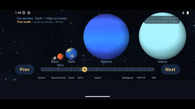 The complete size ladder, starting at a human and ending at the largest known star, all at true scale