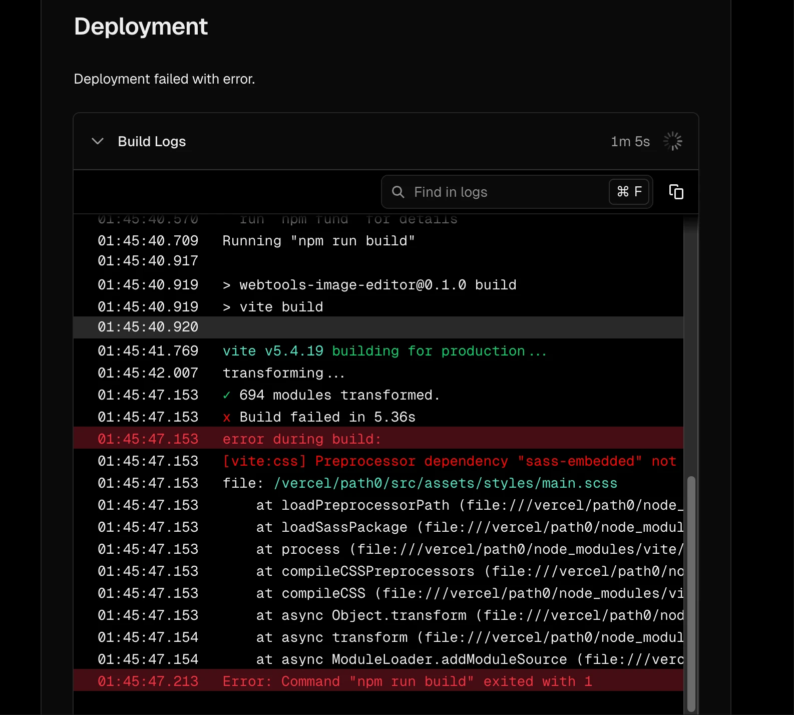 Deployment error