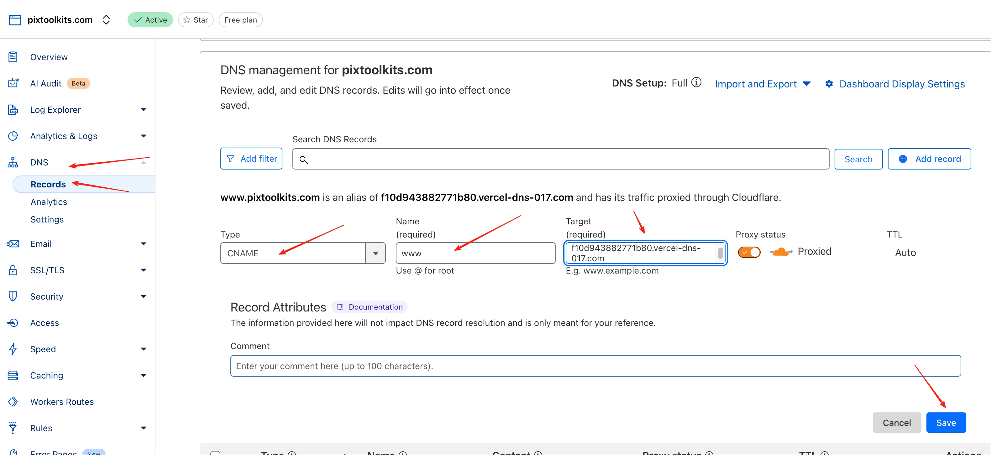 Add DNS record