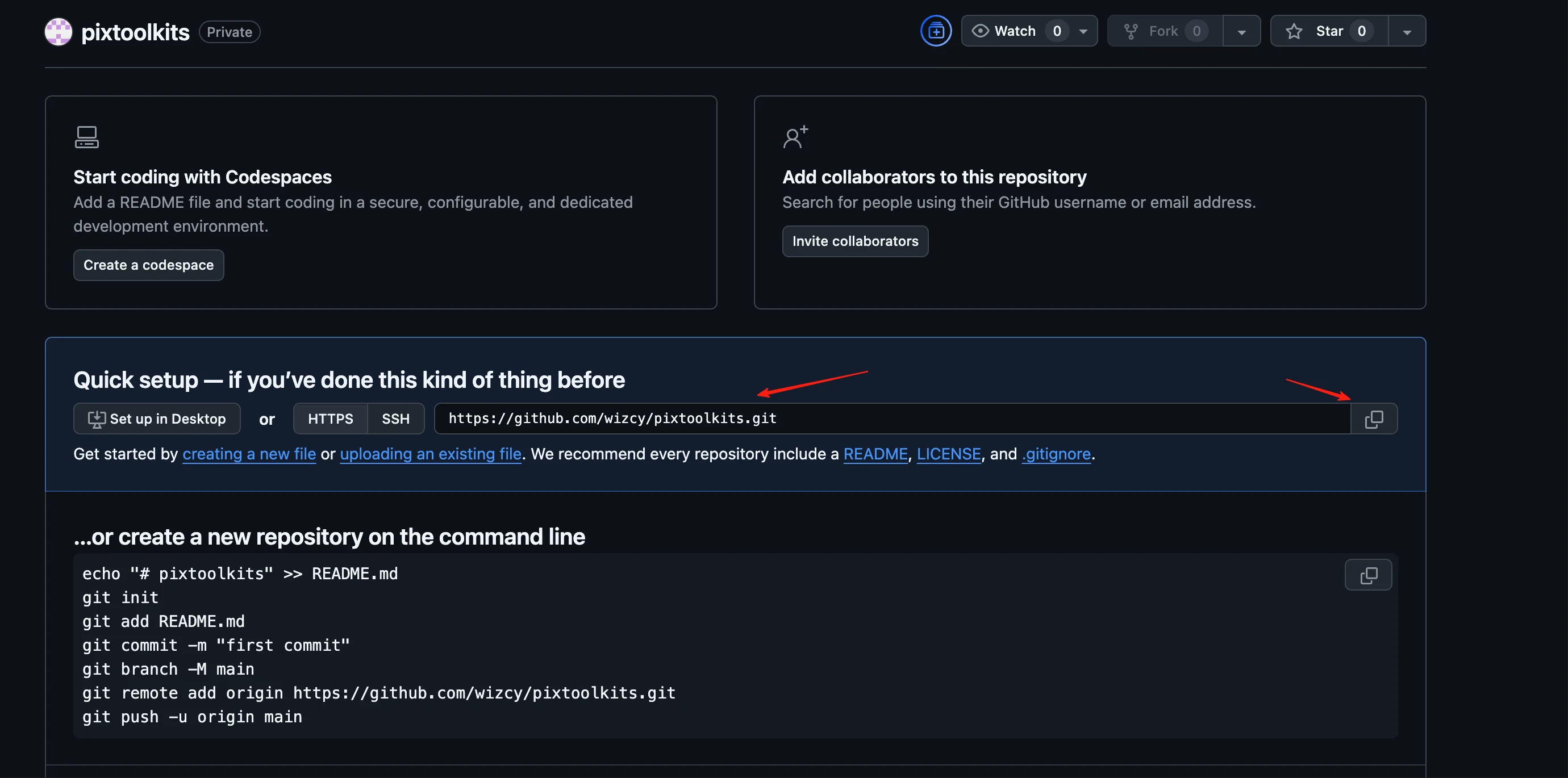 Get repo URL