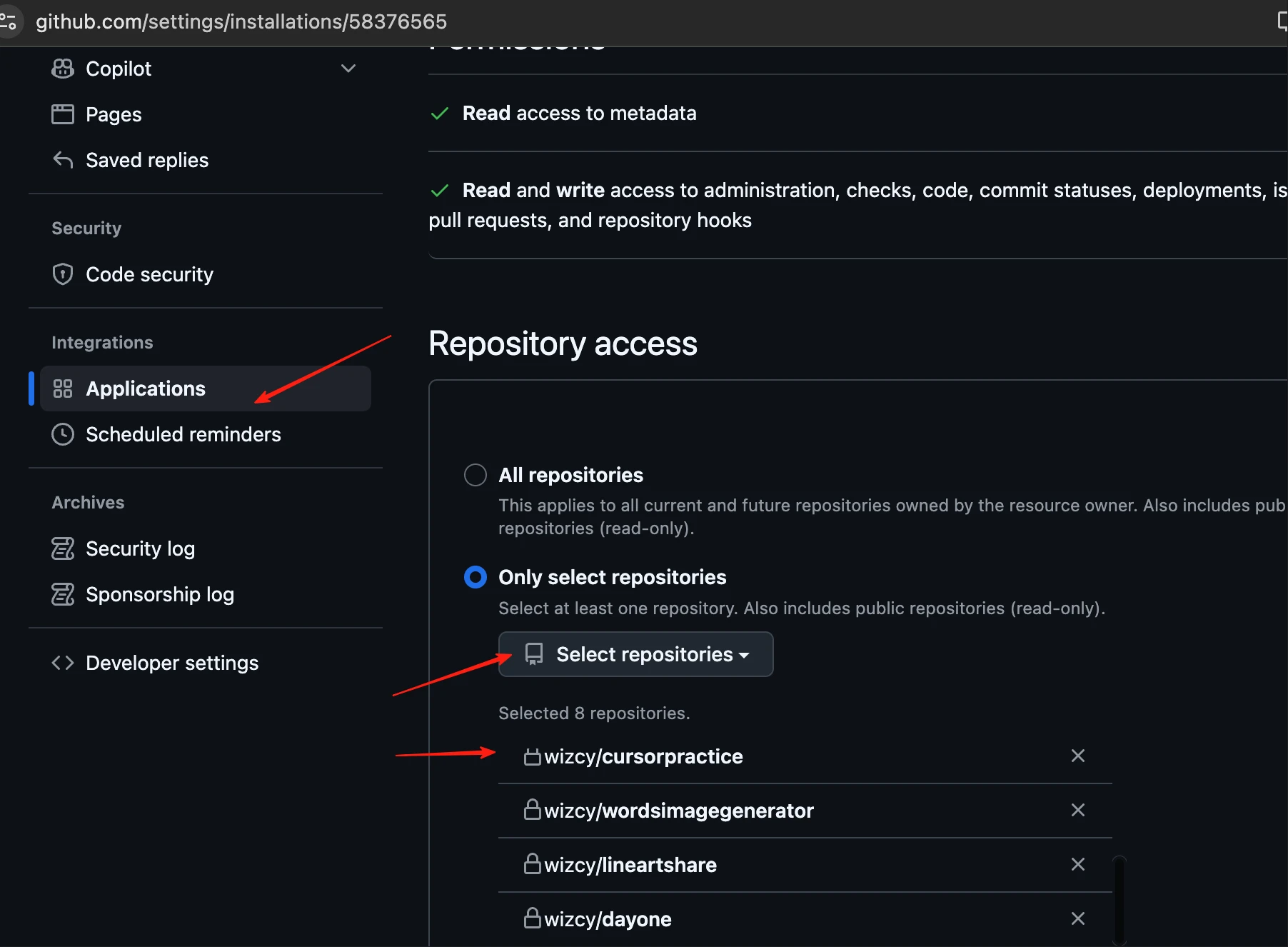 GitHub permissions