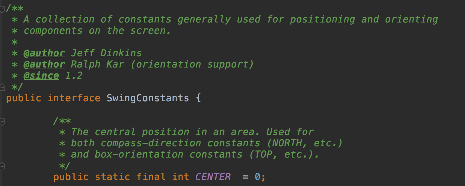 SwingConstants 源码部分截图