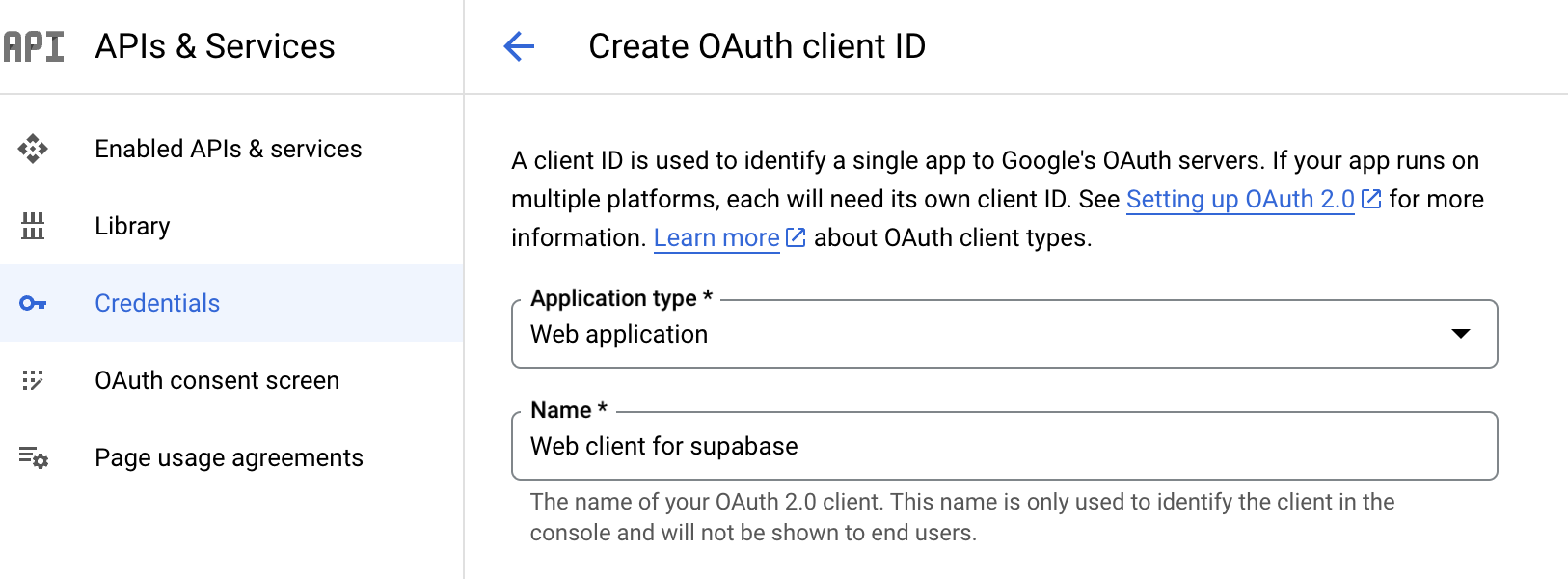 OAuth client id