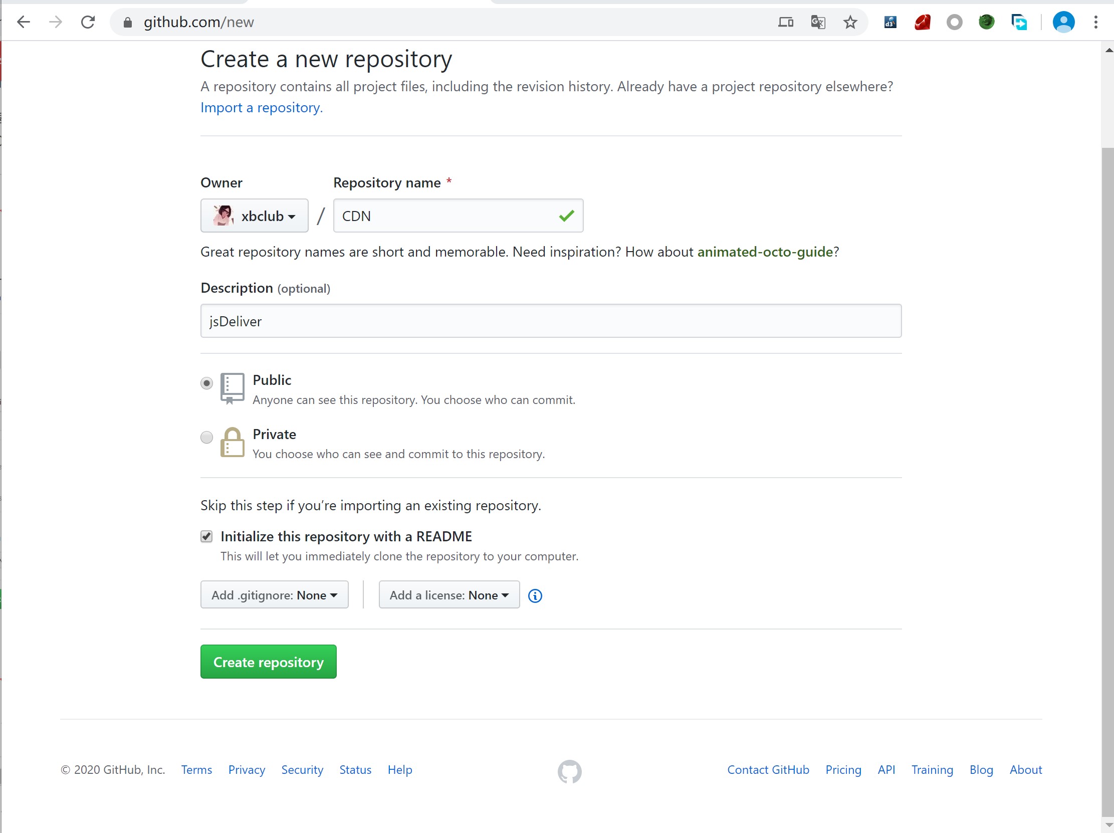 新建仓库 新建仓库