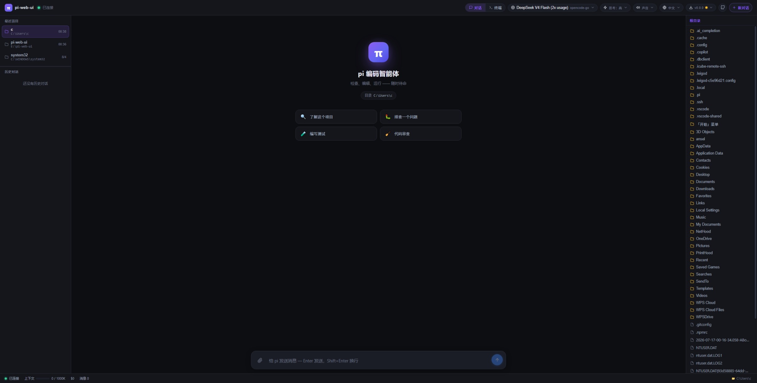 pi-web-ui main interface