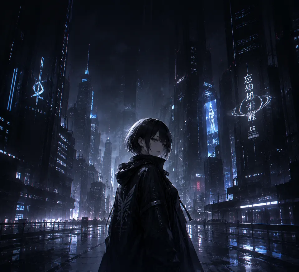 Anime wallpaper for foldable phone — dark cool style