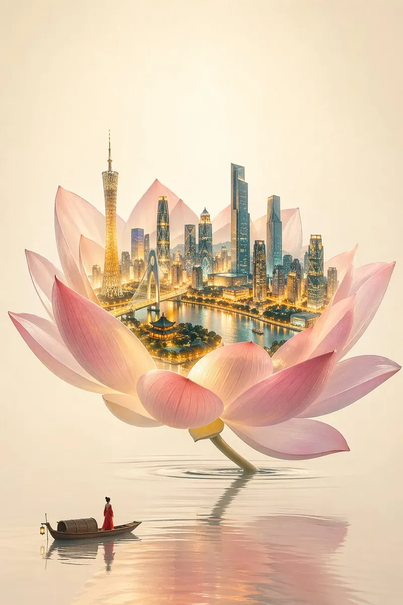 New Chinese Minimalist Floral Illustration