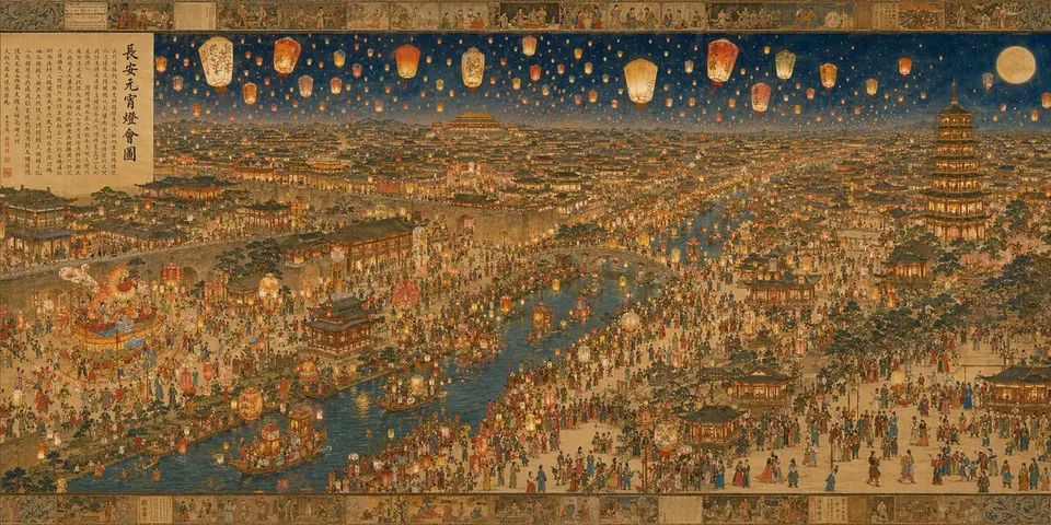 Tang Dynasty Chang'an Lantern Festival Panorama