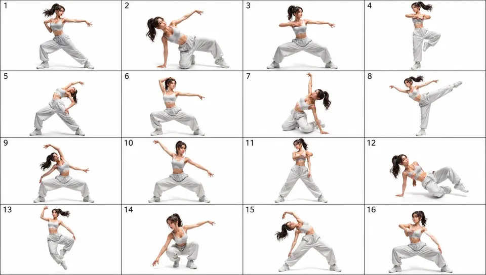 16-Pose Dance Reference Sheet