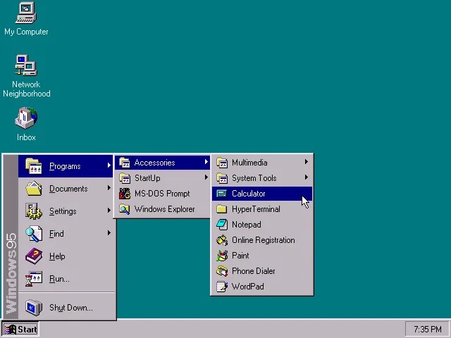 Windows 95 开始菜单