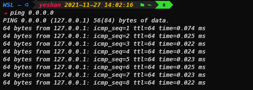 ping 0.0.0.0