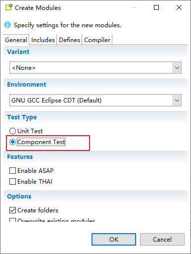 组件测试新建工程页面