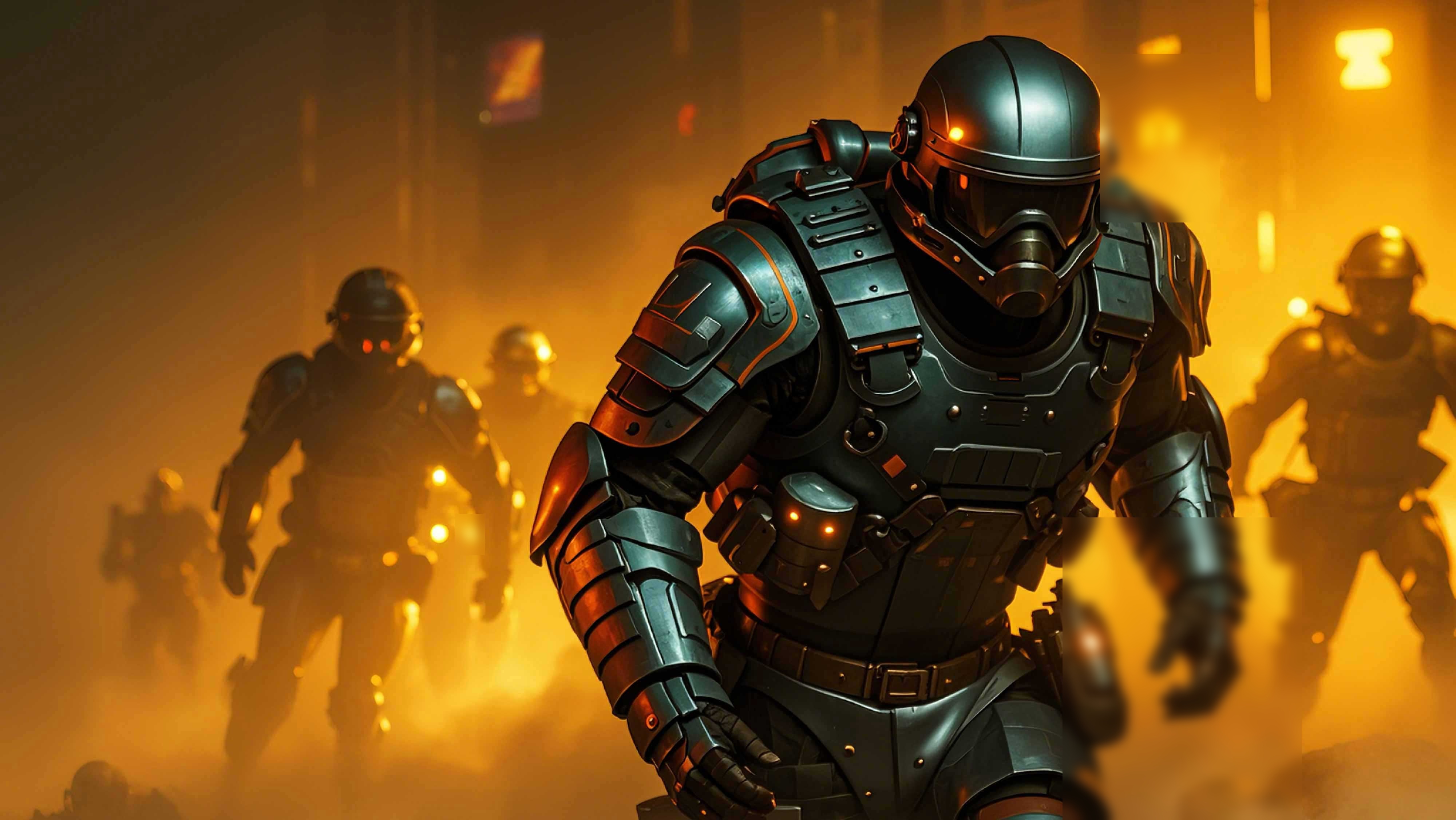 电影质感,盔甲勇士在火光下奔赴战场 | 电影质感,盔甲勇士在火光下奔赴战场即梦成片