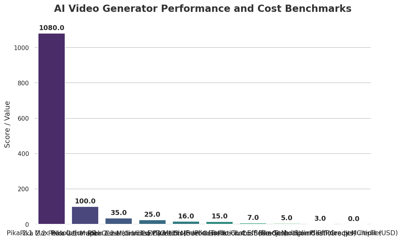 AI Video Generator Performance and Cost Benchmarks