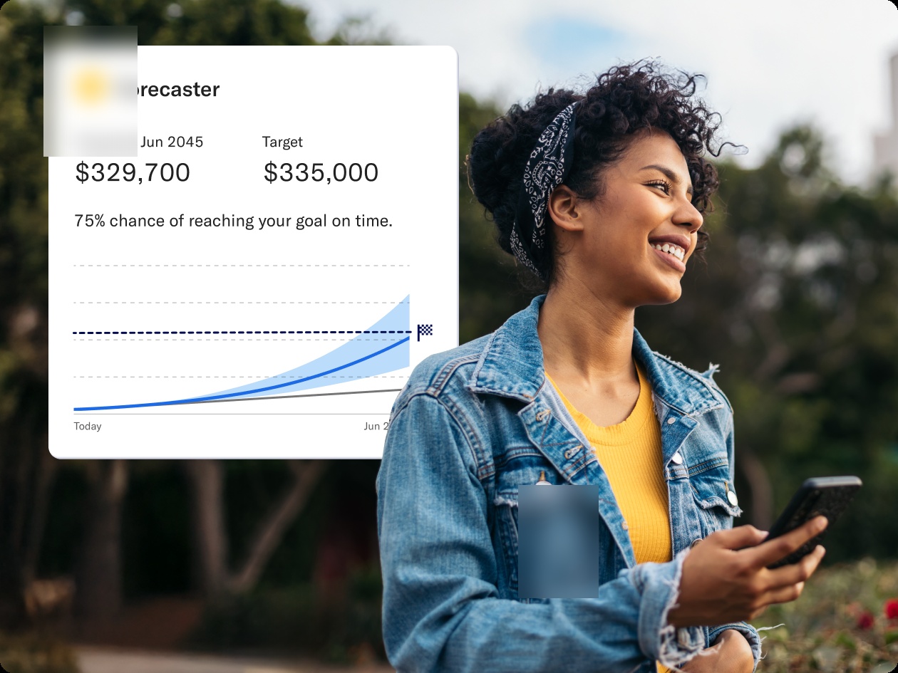 a woman smiling at her phone | image is hypothetical.