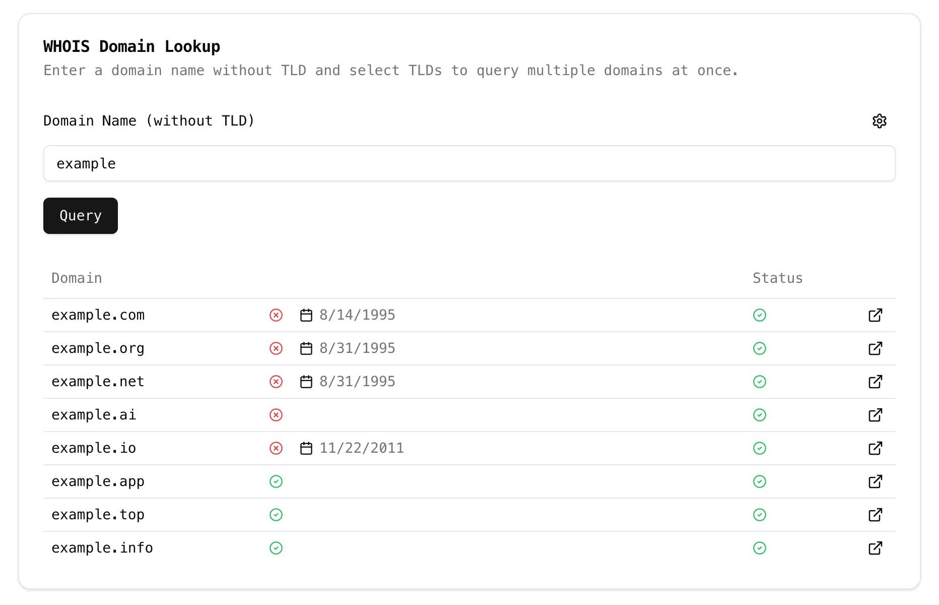 Query Domain Screenshot