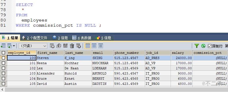 使用IS NULL判断字段是否为NULL