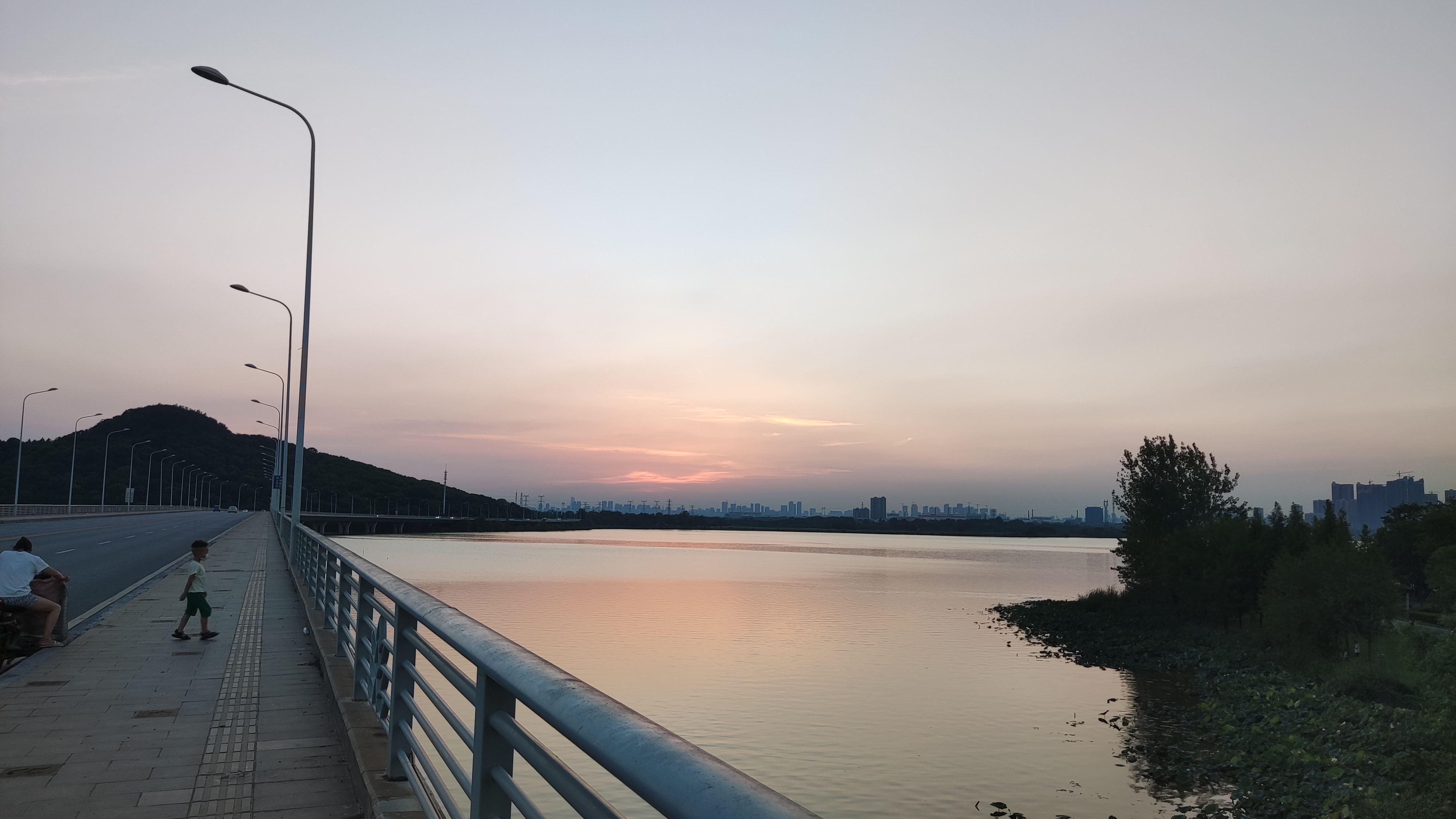桥上湖景