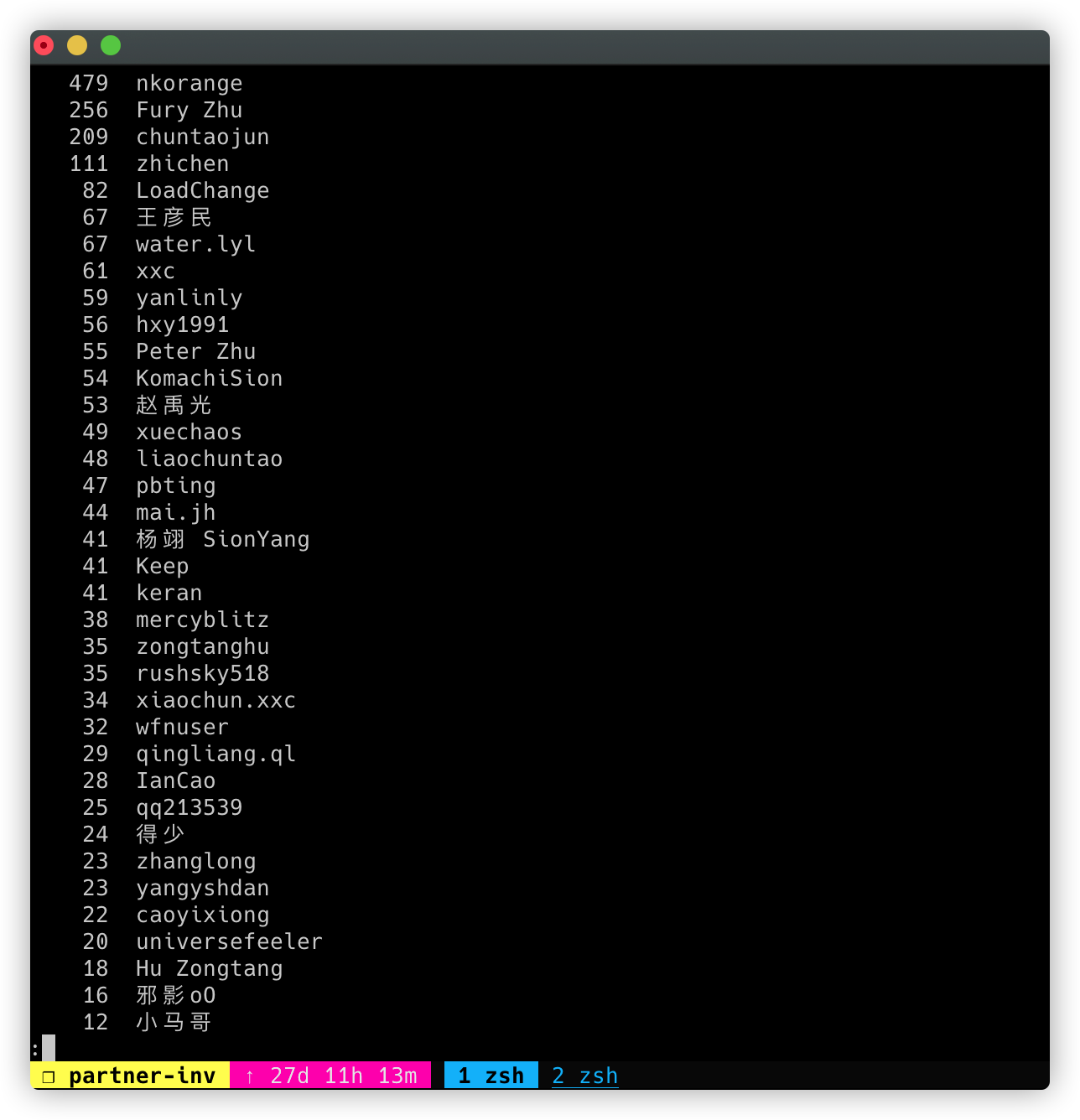 统计代码commit次数